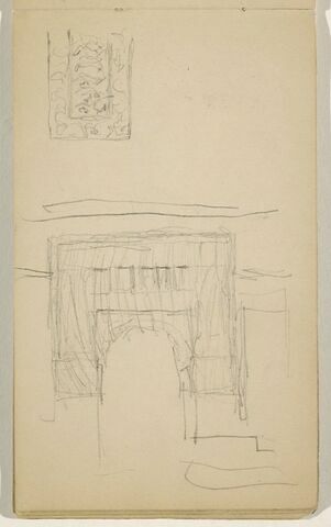 Croquis d'une porte fortifiée et motif décoratif, image 1/2