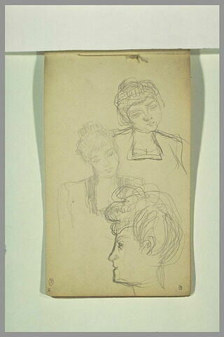 Deux études d'une femme, en buste et de face et tête de femme, image 2/2