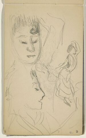 Silhouette de danseuse espagnole de profil à droite et deux têtes de femme, image 1/2