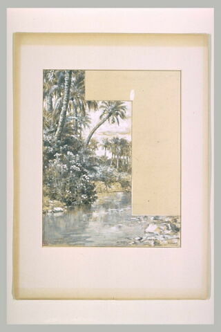 Paysage avec une rivière aux berges arborées, image 1/2