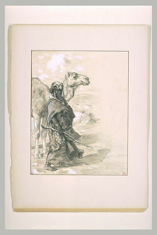 Tête et avant-corps d'un chameau et une esclave