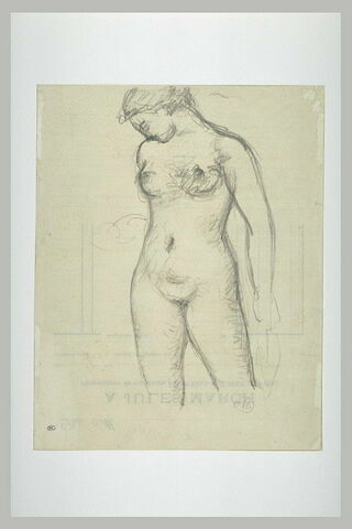 Femme nue, tête penchée de profil à gauche