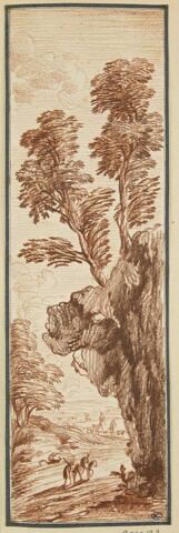 Deux figures dont un cavalier près d'un talus escarpé, image 1/2