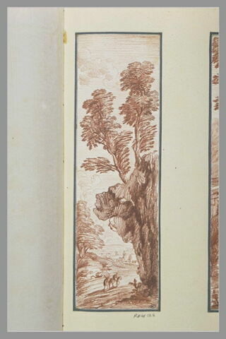 Deux figures dont un cavalier près d'un talus escarpé, image 2/2