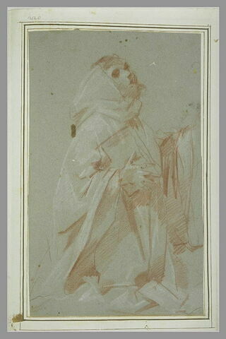 Homme drapé, à genoux, tenant un livre : un moine ?, image 1/1
