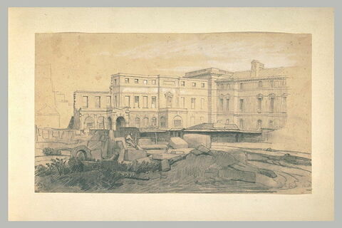 Chantier avec tailleurs de pierre aux abords du Louvre, image 2/2