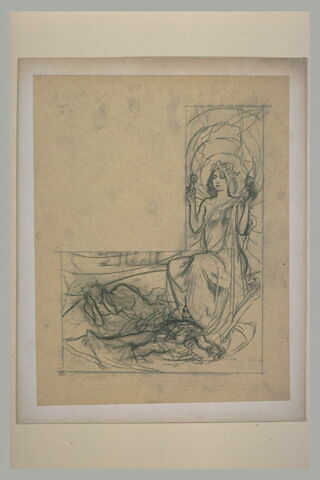 Jeune femme avec une couronne d'étoiles, deux figures allongées, image 2/2