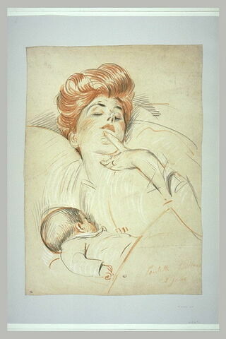Mme Helleu, endormie, ayant sa fille contre son sein, image 2/2