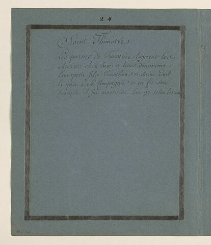 Annotation manuscrite : 'saint Thimotée (sic)...'