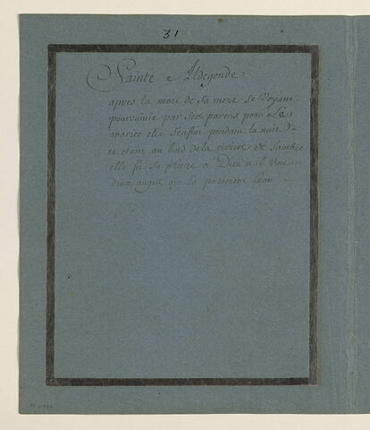 Annotation manuscrite : 'sainte Aldegonde...'
