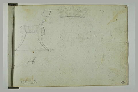 Etudes d'une couronne, d'une chaise antique et d'une coupe, image 1/1