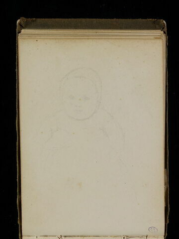Léger croquis d'un enfant, coiffé d'un bonnet, image 1/1