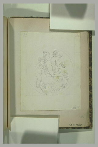 Jeune femme avec trois enfants, dans un tondo, image 1/1
