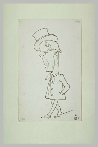 Croquis caricatural d'un homme avec une grosse tête et un petit corps, image 1/1