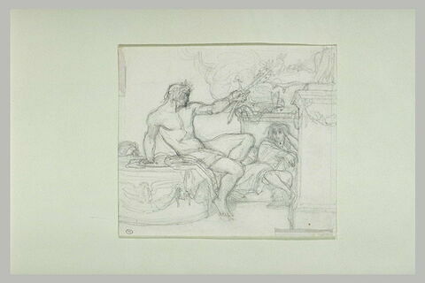 Bacchus assis sur la base d'une colonne près d'une figure assise, image 2/2