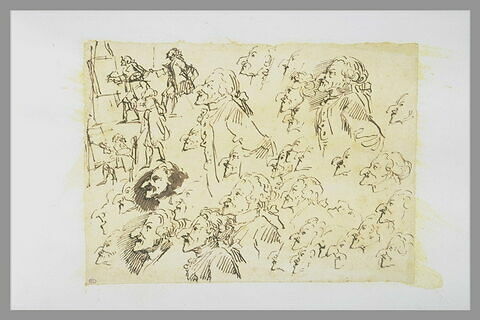 Caricatures d'un homme de profil et croquis d'un artiste à son chevalet, image 2/2