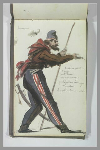 Personnage en costune militaire et notes manuscrites, image 1/1