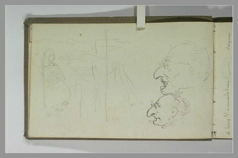 Deux têtes d'homme ; croquis, image 1/1
