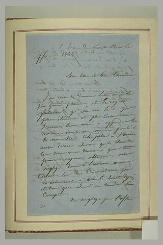 Lettre de Théodore Chassériau à son père, le 7 février 1844