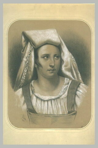 Paysanne du Pays Basque, en buste, vue de face, image 1/1