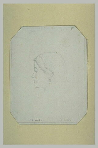 Portrait de Marie Redon, la tête seule, de profil à gauche