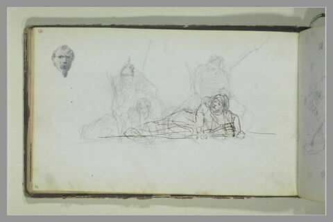 Tête d'homme barbu ; groupe de soldats, image 1/1