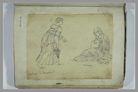 La Samaritaine, d'après Michel-Ange ; femme assise, d'après Dominiquin
