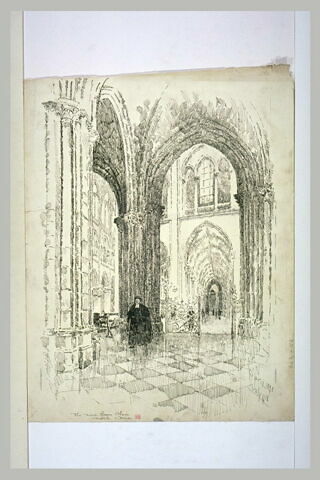 Paris, cathédrale Notre-Dame : la nef vue du choeur, image 1/1