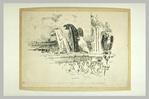Paris, cathédrale Notre-Dame : quatre chimères de la tour nord