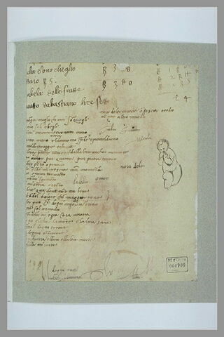 Putto et inscription manuscrite