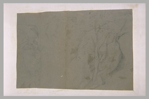 Corps d'un moine étendu, sans la tête, et homme à demi nu, agenouillé, image 2/2