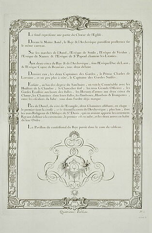 Description du tableau Le Roy prosterné devant l'autel: suite du texte gravé