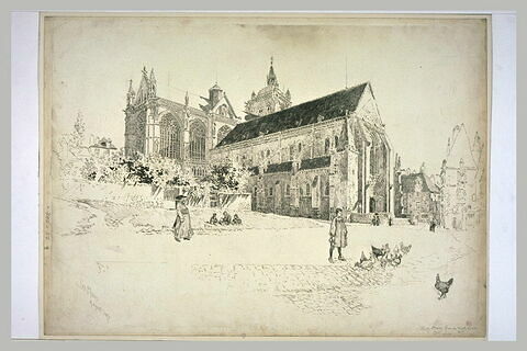 La cathédrale du Mans : nef et façade occidentale vues du nord-ouest