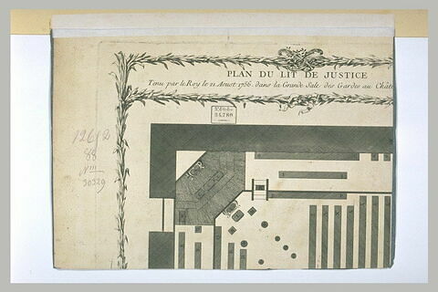 Plan du lit de Justice tenu par le roi le 21 août 1756, image 2/2