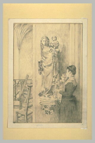 Femme consacrant son enfant à la Vierge, image 1/1