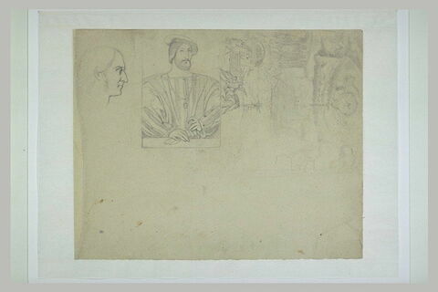 Etude pour un jugement dernier, un portrait de François Ier,  profil d'homme, image 1/1