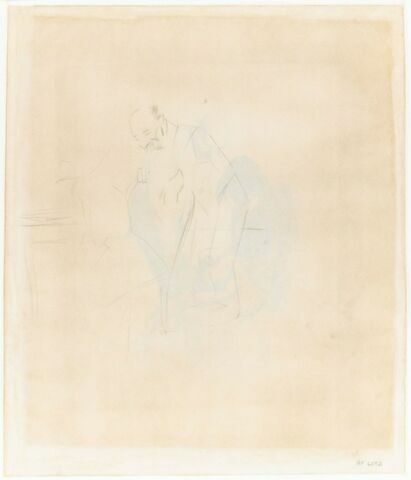 Homme chauve et moustachu se penchant sur l'épaule d'une jeune fille assise, image 1/2