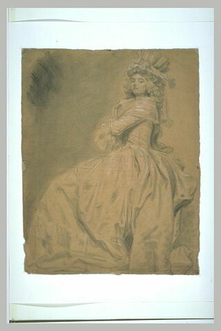 Portrait de femme assise, en costume de l'époque Louis XVI, image 2/2