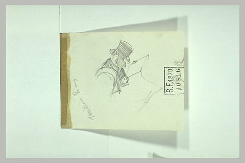 Homme coiffé d'un haut-de-forme, vu en buste, lisant un journal, image 1/1