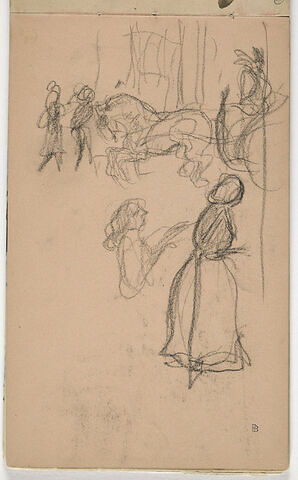 Figures et voiture attelée dans une rue, image 1/2