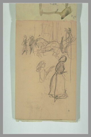 Figures et voiture attelée dans une rue, image 2/2