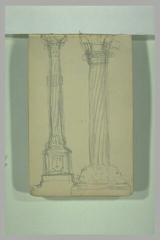 Deux études de colonnes surmontées d'un buste
