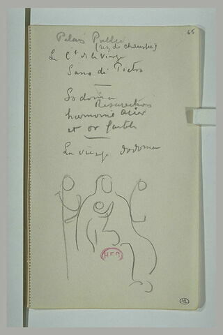 Notes manuscrites et étude d'une Vierge à l'Enfant, image 1/1