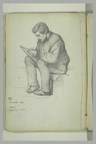 Homme assis, dessinant