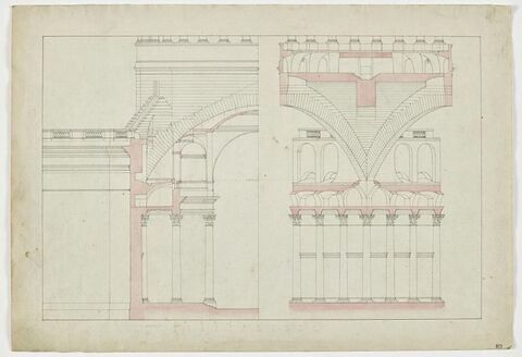 Paris, Panthéon : grands arcs de soutien de la colonnade de la coupole, image 1/1