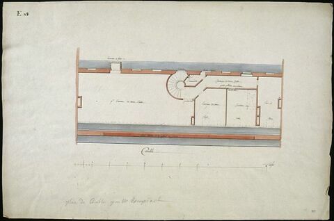 Paris, Hôtel de Pons : plan du comble des écuries et remises, image 1/1