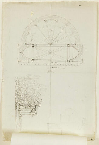 Projet de petite chapelle : plan des voûtes et élévation, image 2/2