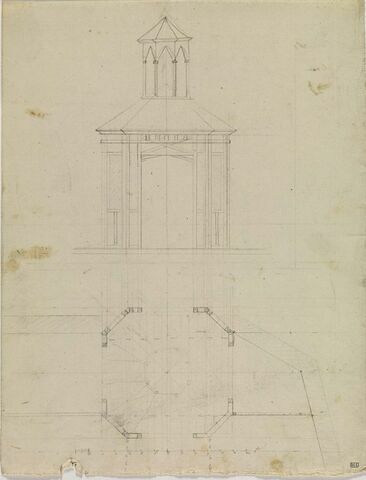 Pavillon de jardin : élévation et plan ; plan, image 1/2