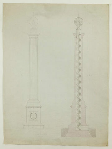 Paris, Projet de colonne monumentale avenue de Breteuil : élévation et coupe