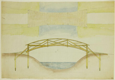Projet de pont en bois : plan et élévation, image 1/1